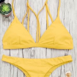 Zaful Yellow Padded Strappy Bikini